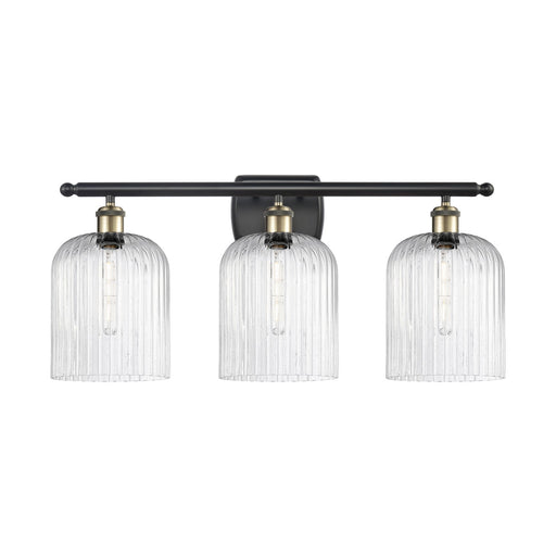 Innovations Bridal Veil 25in 3-Light Bath Vanity Light | Industrial Black Antique Brass Steel and Seedy Ribbed Glass | Model 516-3W-BAB-G559-8SDY