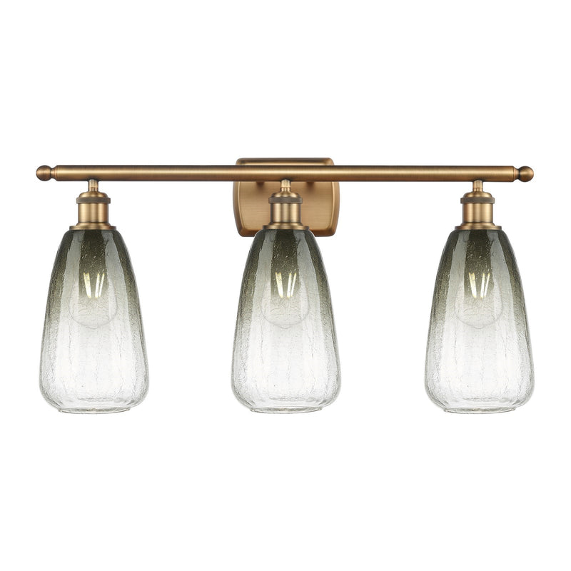 Innovations Brookhaven Almond 26in 3-Light Bath Vanity Light | Industrial Brushed Brass and Slate Glass | Bathroom Vanity | 26 | Model 516-3W-BB-G480-6SL