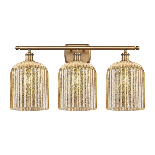Innovations Bridal Veil 25in 3-Light Bath Vanity | Art Nouveau Brushed Brass and Mercury Ribbed Glass | Bathroom & Powder Room | Model 516-3W-BB-G559-8ME