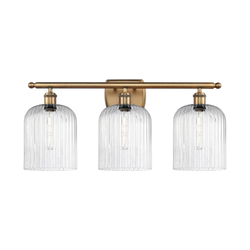 Innovations Bridal Veil 25in 3-Light Bath Vanity Light | Art Nouveau Brushed Brass and Seedy Ribbed Glass | Bathroom Vanity | Model 516-3W-BB-G559-8SDY