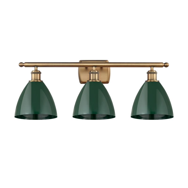 Innovations Plymouth 28in 3-Light Bath Vanity | Industrial Farmhouse Brushed Brass and Matte Green Metal | Kitchen & | Model 516-3W-BB-MBD-75-GR-LED