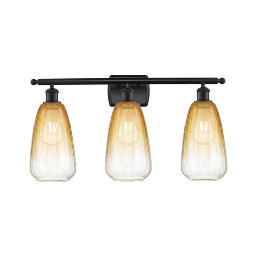Innovations Brookhaven Almond 26in 3-Light Bath Vanity Light | Industrial Matte Black Steel and Amber Glass | Bathroom Vanity | Model 516-3W-BK-G480-6AM