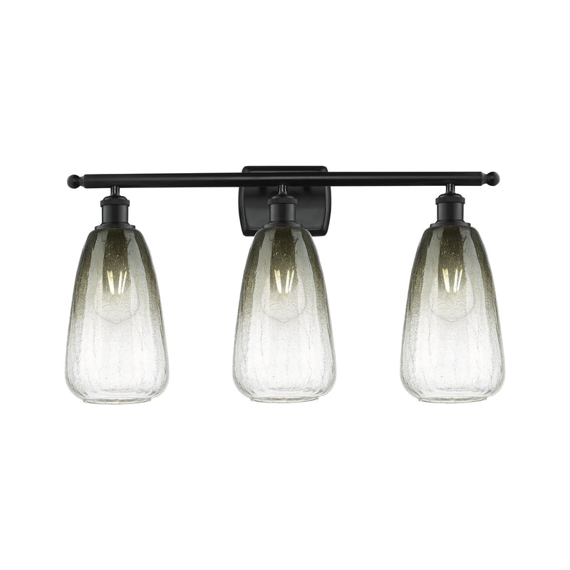 Innovations Brookhaven Almond 26in 3-Light Bath Vanity Light | Industrial Matte Black Steel and Slate Glass | Bathroom Vanity | Model 516-3W-BK-G480-6SL