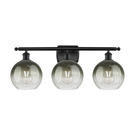 Innovations Brookhaven Globe 28in 3-Light Bath Vanity | Industrial Matte Black Steel and Slate Glass | Bathroom Vanity Lighting | Model 516-3W-BK-G483-8SL