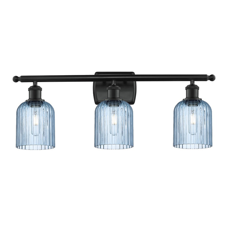Innovations Ballston Bridal Veil 3Lt 25" Bath, Black/Blue - 516-3W-BK-G559-5BL