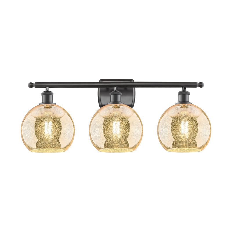 Innovations Athens 28in 3-Light Bath Vanity Light | Industrial Oil Rubbed Bronze Steel and Mercury Glass | Bathroom Vanity | 28 x | Model 516-3W-OB-G128-8