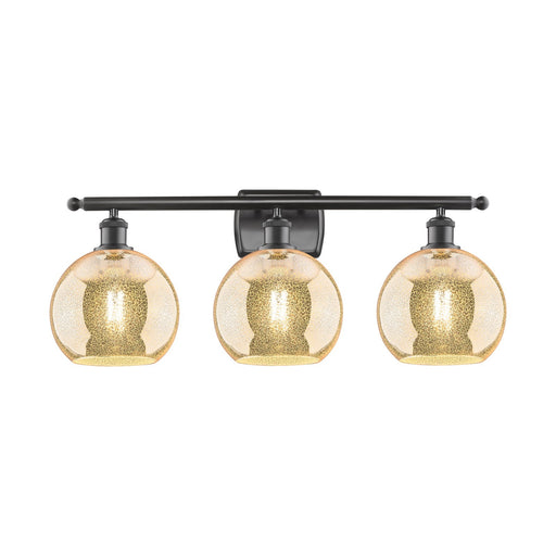 Innovations Athens 28in 3-Light Bath Vanity Light | Industrial Oil Rubbed Bronze Steel and Mercury Glass | Bathroom Vanity | 28 x | Model 516-3W-OB-G128-8