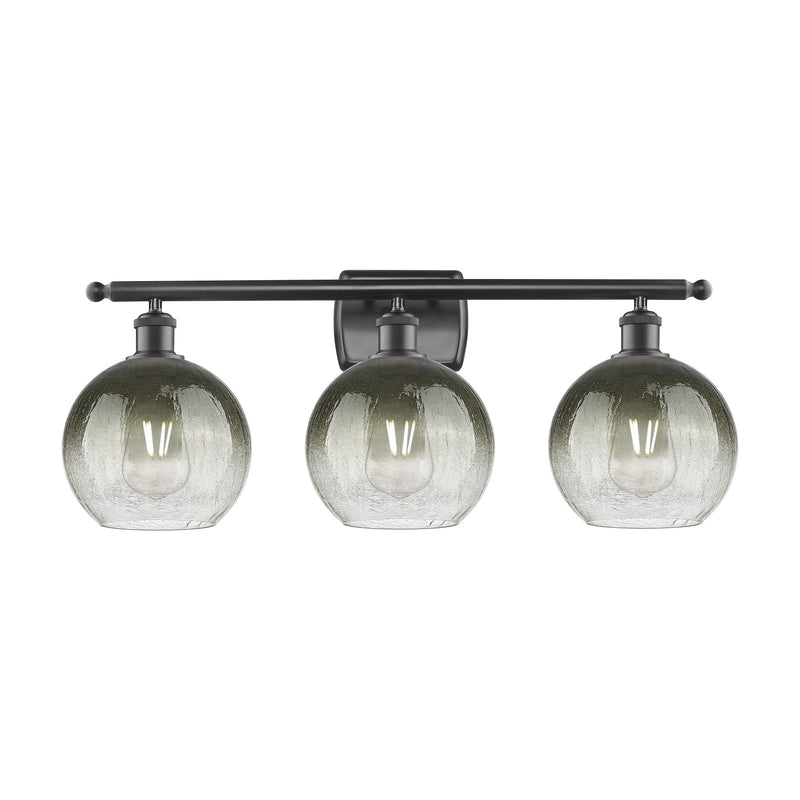 Innovations Brookhaven Globe 28in 3-Light Bath Vanity Light | Industrial Oil Rubbed Bronze Steel and Slate Glass | Bathroom | Model 516-3W-OB-G483-8SL