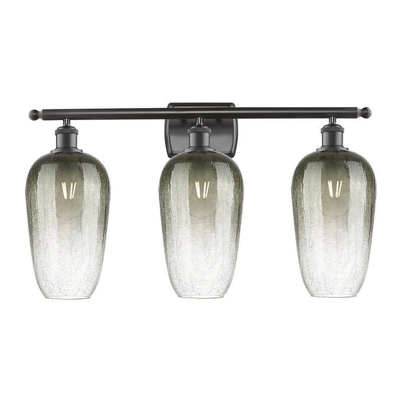 Innovations Brookhaven Flute 27in 3-Light Bath Vanity Light | Industrial Oil Rubbed Bronze and Slate Glass | Bathroom Vanity | Model 516-3W-OB-G484-7SL