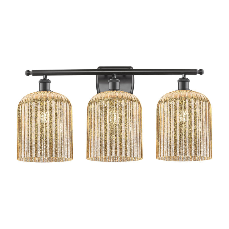 Innovations Bridal Veil 25in 3-Light Bath Vanity | Art Nouveau Oil Rubbed Bronze and Mercury Ribbed Glass | Bathroom Vanity | Model 516-3W-OB-G559-8ME