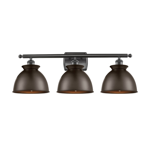 Innovations Adirondack 28in 3-Light Bath Vanity Light | Industrial Oil Rubbed Bronze Steel and Cast Brass Metal Shade | Model 516-3W-OB-M14-OB-LED