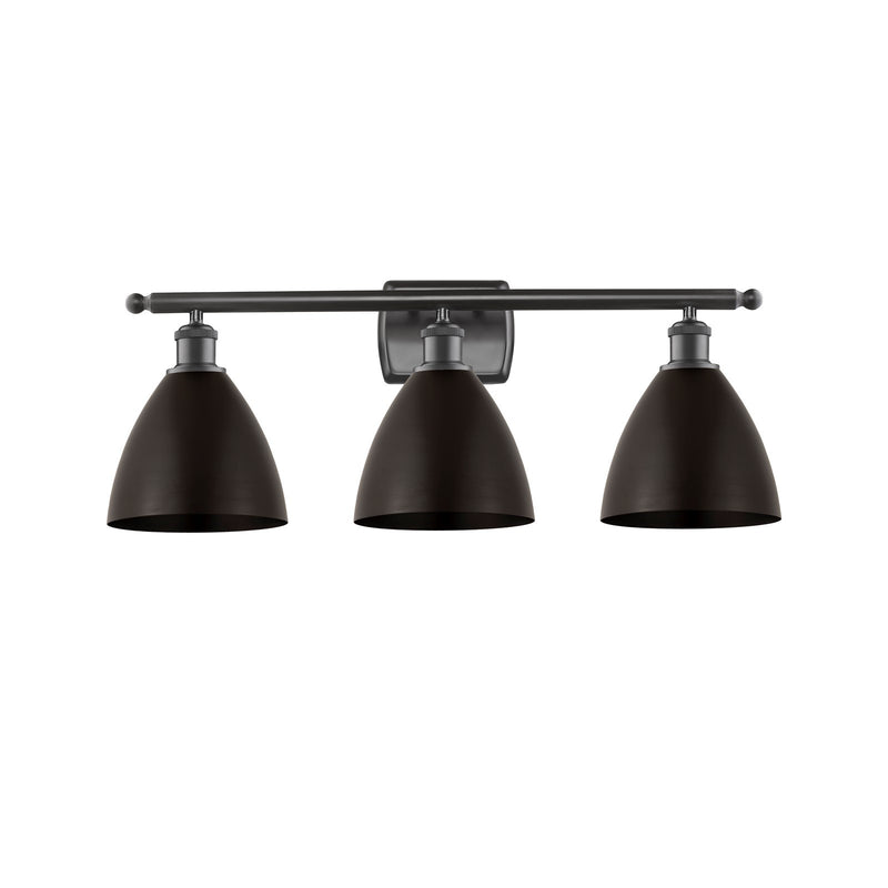 Innovations Bristol 28in 3-Light Bath Vanity Light | Industrial Oil Rubbed Bronze Steel and Cast Brass with Oil Rubbed | Model 516-3W-OB-MBD-75-OB-LED