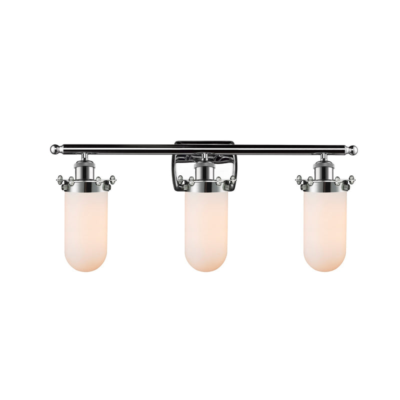 Innovations Kingsbury 24in 3-Light Bath Vanity Light | Industrial Polished Chrome and Matte White Glass | Bathroom Vanity | Model 516-3W-PC-CE231-W-LED