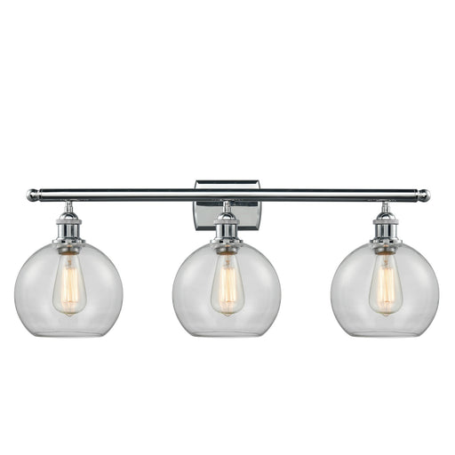 Innovations Athens 28in 3-Light Bath Vanity | Industrial Modern Polished Chrome Steel and Clear Glass | Bathroom Vanity & | Model 516-3W-PC-G122-8-LED