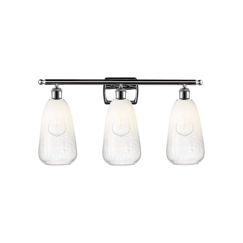 Innovations Brookhaven Almond 26in 3-Light Bath Vanity Light | Industrial Modern Polished Chrome and Opal Glass | Bathroom | Model 516-3W-PC-G480-6OP
