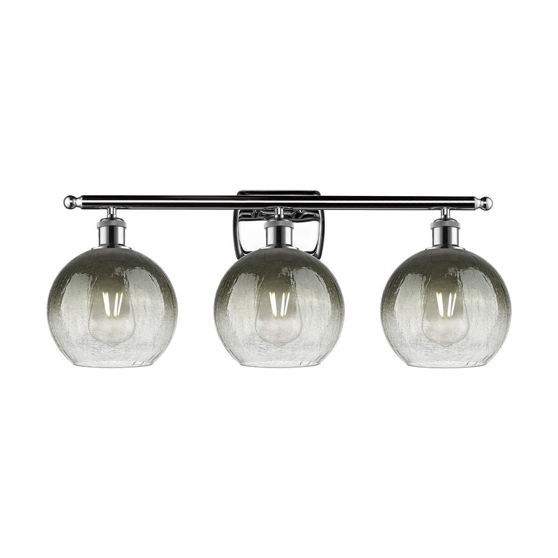 Innovations Brookhaven Globe 28in 3-Light Bath Vanity Light | Industrial Polished Chrome and Slate Glass | Bathroom Vanity | Model 516-3W-PC-G483-8SL