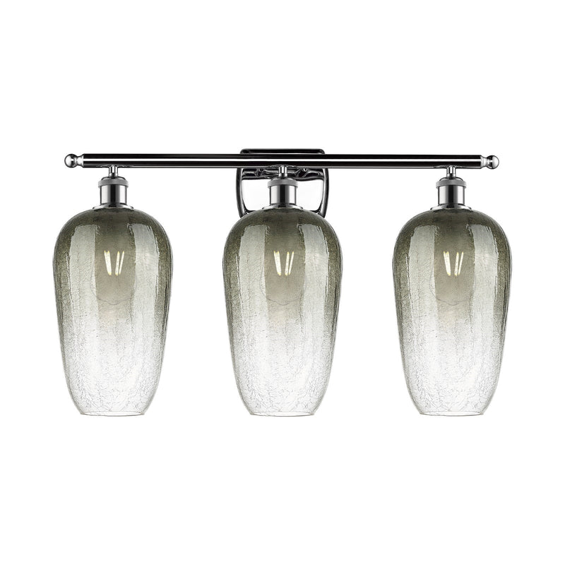 Innovations Brookhaven Flute 27in 3-Light Bath Vanity Light | Industrial Modern Polished Chrome and Slate Glass | Bathroom | Model 516-3W-PC-G484-7SL
