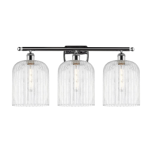 Innovations Bridal Veil 25in 3-Light Bath Vanity | Art Nouveau Polished Chrome Steel and Clear Ribbed Bell Glass | Bathroom & | Model 516-3W-PC-G559-8CL