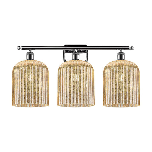 Innovations Bridal Veil 25in 3-Light Bath Vanity Light | Art Nouveau Polished Chrome and Mercury Ribbed Glass | Damp-Rated | Model 516-3W-PC-G559-8ME