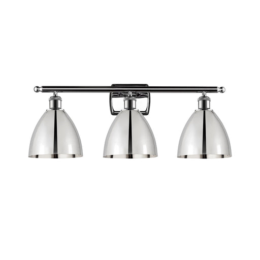 Innovations Bristol 28in 3-Light Bath Vanity Light | Industrial Farmhouse Polished Chrome Steel and Cast Brass with Polished | Model 516-3W-PC-MBD-75-PC