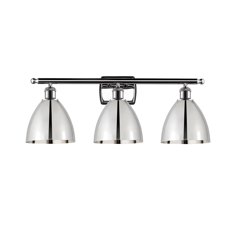 Innovations Bristol 28in 3-Light Bath Vanity Light | Industrial Farmhouse Polished Chrome Steel and Cast Brass with Polished | Model 516-3W-PC-MBD-75-PC
