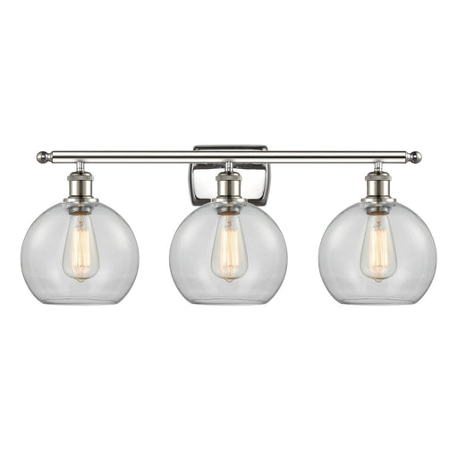 Innovations Athens 28in 3-Light Bath Vanity Light | Industrial Polished Nickel Steel and Clear Glass | Bathroom Vanity | 28 x | Model 516-3W-PN-G122-8