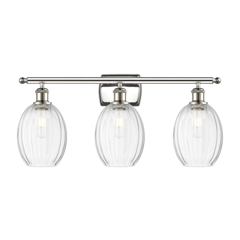 Innovations Preston Bulb 26in 3-Light Bath Vanity Light | Industrial Modern Polished Nickel and Clear Glass | Bathroom Vanity | Model 516-3W-PN-G459-6CL