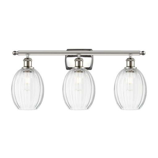 Innovations Preston Bulb 26in 3-Light Bath Vanity Light | Industrial Modern Polished Nickel and Clear Glass | Bathroom Vanity | Model 516-3W-PN-G459-6CL