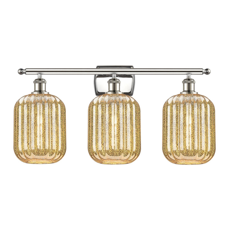 Innovations Preston Cylinder 27in 3-Light Bath Vanity Light | Industrial Polished Nickel and Mercury Glass | Bathroom Vanity | Model 516-3W-PN-G460-7ME