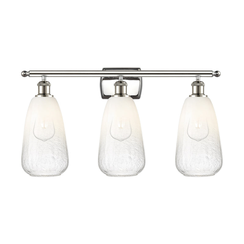 Innovations Brookhaven Almond 26in 3-Light Bath Vanity Light | Industrial Polished Nickel Steel and Opal Glass | Bathroom | Model 516-3W-PN-G480-6OP