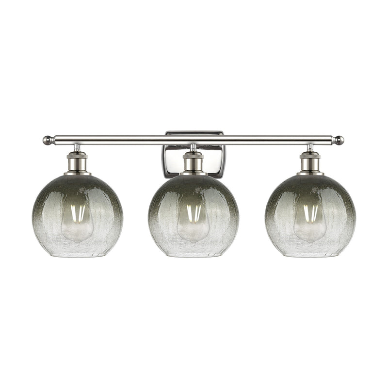 Innovations Brookhaven Globe 28in 3-Light Vanity Light | Industrial Modern Polished Nickel and Slate Glass | Bathroom Vanity | Model 516-3W-PN-G483-8SL