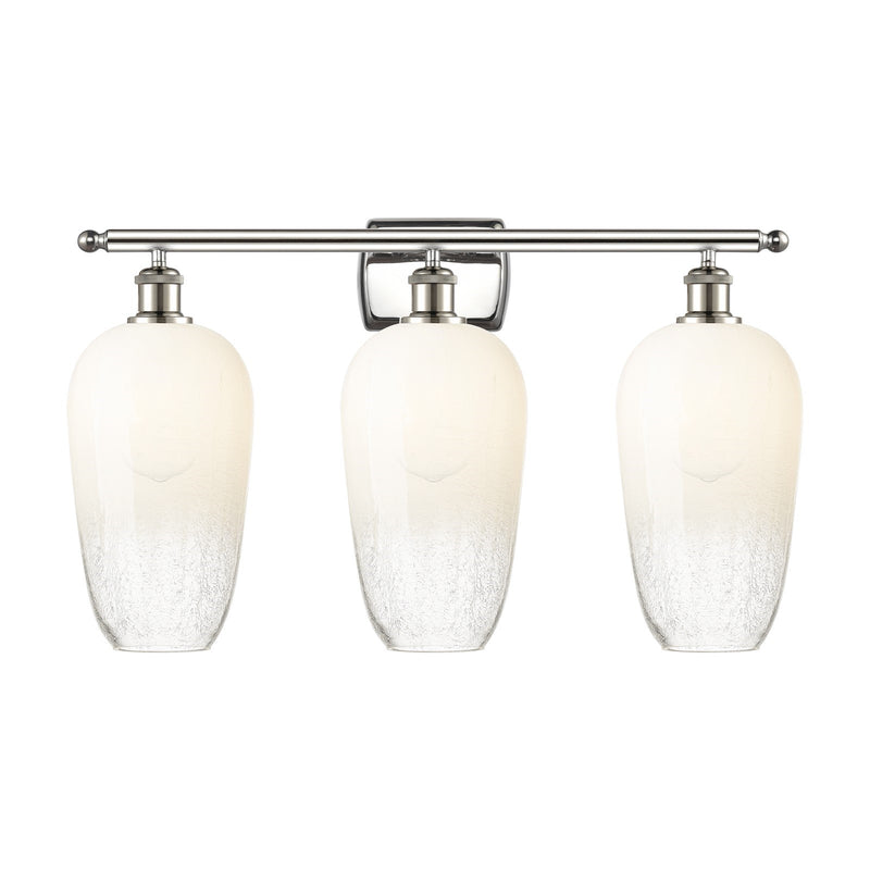 Innovations Brookhaven Flute 27in 3-Light Bath Vanity Light | Industrial Modern Polished Nickel and Opal Glass | Bathroom | Model 516-3W-PN-G484-7OP