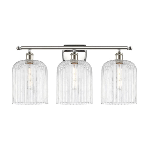 Innovations Bridal Veil 25in 3-Light Bath Vanity Light | Art Nouveau Polished Nickel and Clear Ribbed Glass | Bathroom Vanity & | Model 516-3W-PN-G559-8CL