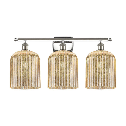 Innovations Bridal Veil 25in 3-Light Bath Vanity Light | Art Nouveau Industrial Polished Nickel and Mercury Ribbed Glass | Damp | Model 516-3W-PN-G559-8ME