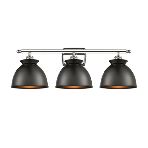 Innovations Adirondack 28in 3-Light Bath Vanity Light | Industrial Polished Nickel and Matte Black Metal | Bathroom Vanity | Model 516-3W-PN-M14-BK