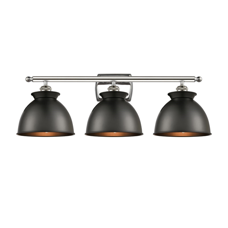 Innovations Adirondack 28in 3-Light Bath Vanity | Industrial Polished Nickel and Matte Black Metal | Bathroom Vanity Light | Model 516-3W-PN-M14-BK-LED