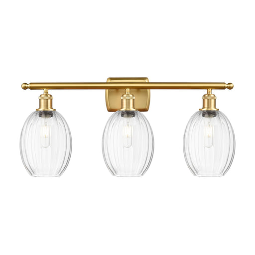 Innovations Preston Bulb 26in 3-Light Bath Vanity Light | Industrial Satin Gold Steel and Clear Glass | Bathroom Vanity & | Model 516-3W-SG-G459-6CL