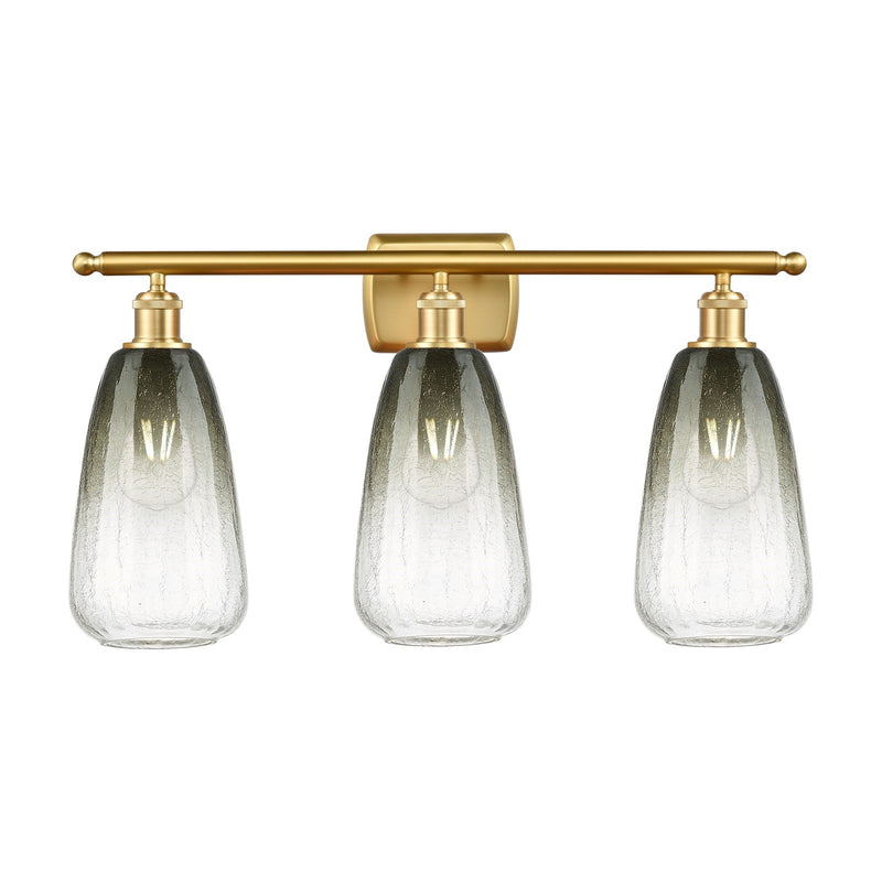 Innovations Brookhaven Almond 26in 3-Light Bath Vanity Light | Industrial Satin Gold Steel and Slate Glass | Bathroom Vanity | Model 516-3W-SG-G480-6SL