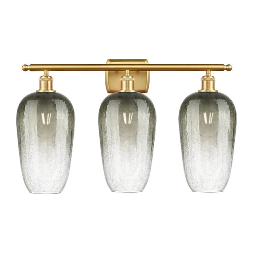 Innovations Brookhaven Flute 27in 3-Light Bath Vanity Light | Industrial Satin Gold Steel and Slate Glass | Damp Rated Bathroom | Model 516-3W-SG-G484-7SL