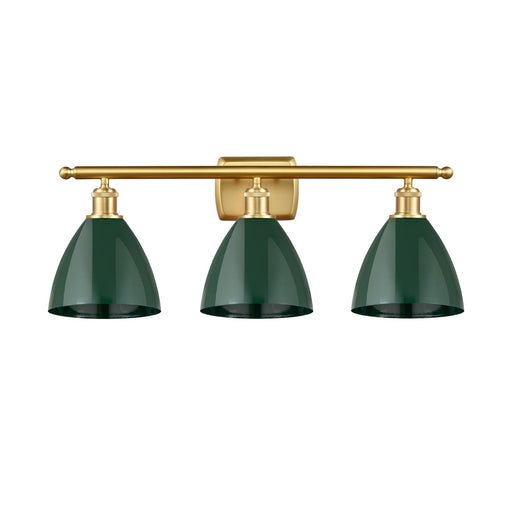 Innovations Plymouth 28in 3-Light Bath Vanity Light | Industrial Satin Gold and Matte Green Metal | Bathroom Vanity | 27.5 | Model 516-3W-SG-MBD-75-GR-LED