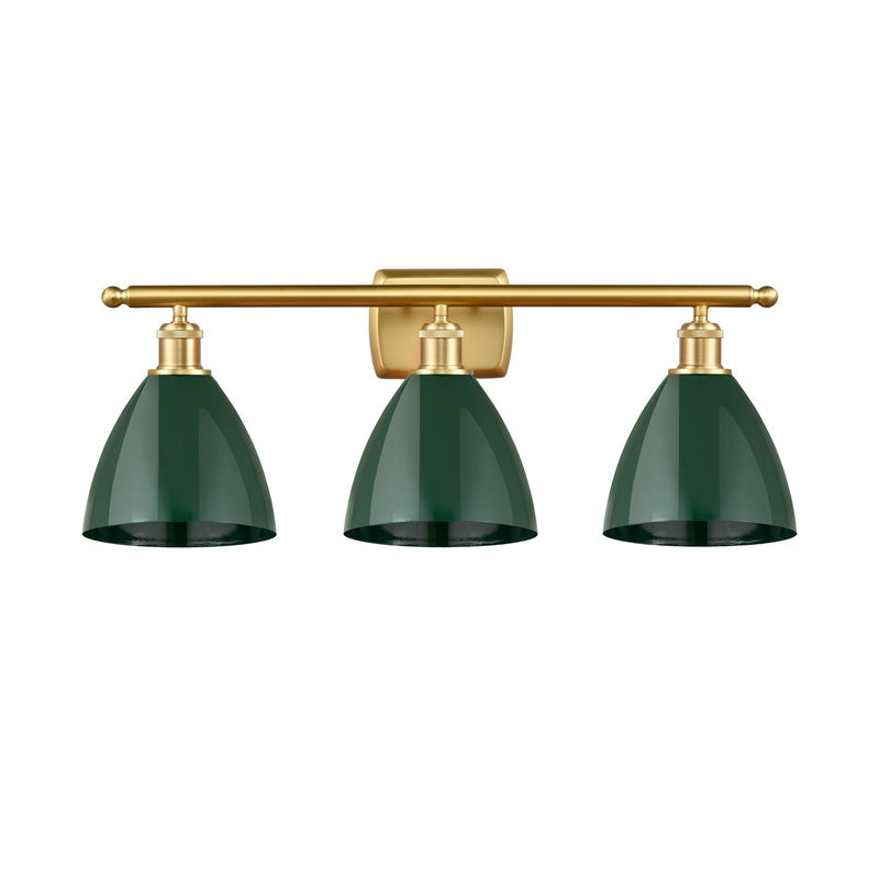 Innovations Plymouth 28in 3-Light Bath Vanity Light | Industrial Satin Gold and Matte Green Metal | Bathroom Vanity | 27.5 | Model 516-3W-SG-MBD-75-GR-LED