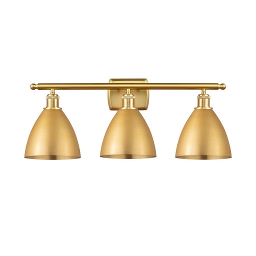 Innovations Bristol 28in 3-Light Bath Vanity Light | Industrial Farmhouse Satin Gold Steel and Cast Brass with Satin Gold | Model 516-3W-SG-MBD-75-SG