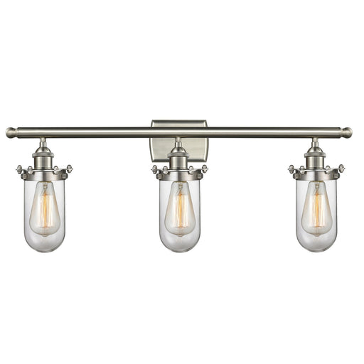 Innovations Kingsbury 24in 3-Light Bath Vanity Light | Industrial Brushed Satin Nickel and Clear Glass | Bathroom Vanity | Model 516-3W-SN-CE231-CL