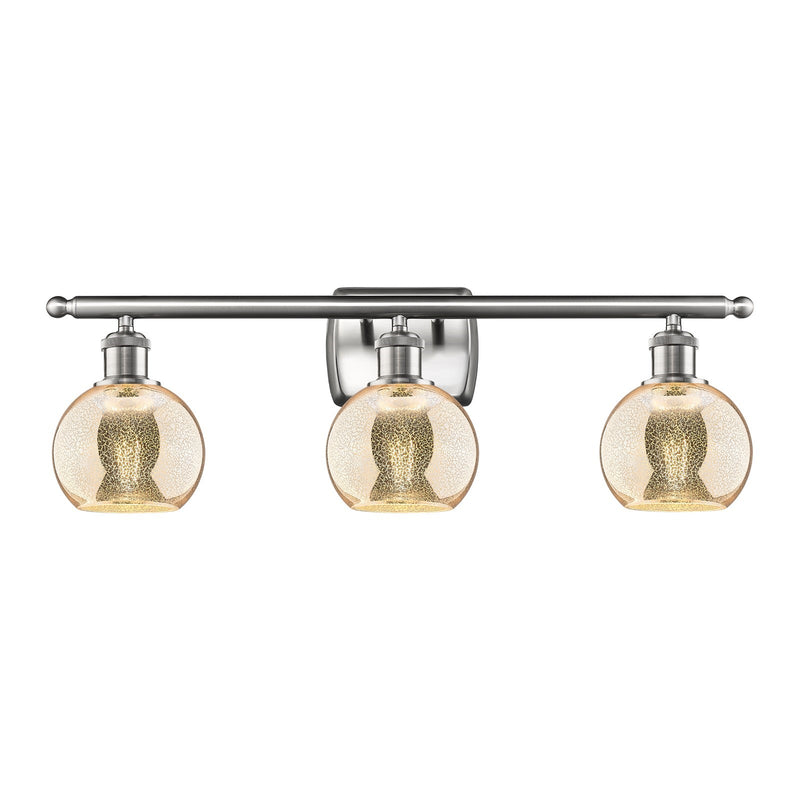 Innovations Athens 26in 3-Light Bath Vanity Light | Industrial Brushed Satin Nickel and Mercury Glass | Bathroom Vanity | 25.88 x | Model 516-3W-SN-G128-6