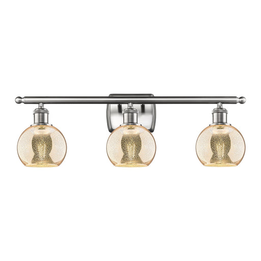 Innovations Athens 26in 3-Light Bath Vanity Light | Industrial Brushed Satin Nickel and Mercury Glass | Bathroom Vanity | 25.88 x | Model 516-3W-SN-G128-6