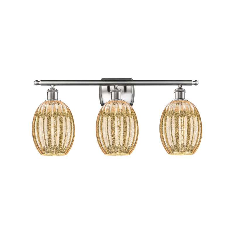 Innovations Preston Bulb 26in 3-Light Bath Vanity Light | Industrial Brushed Satin Nickel and Mercury Glass | Bathroom Vanity | Model 516-3W-SN-G459-6ME