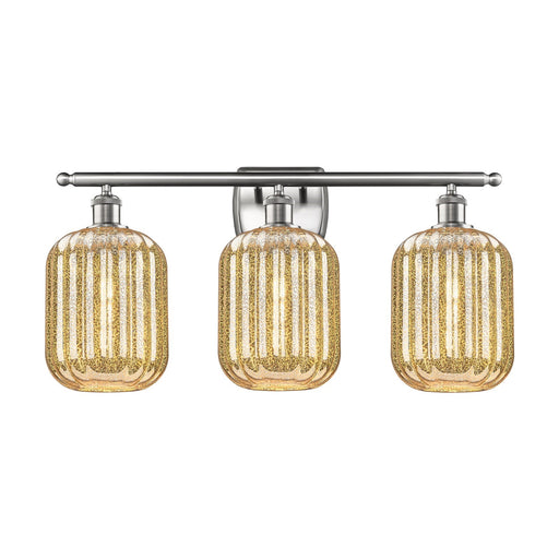 Innovations Preston Cylinder 27in 3-Light Bath Vanity Light | Industrial Brushed Satin Nickel and Mercury Glass | Bathroom | Model 516-3W-SN-G460-7ME