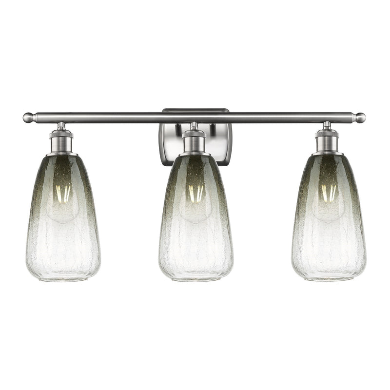 Innovations Brookhaven Almond 26in 3-Light Bath Vanity Light | Industrial Modern Brushed Satin Nickel and Slate Glass | Model 516-3W-SN-G480-6SL