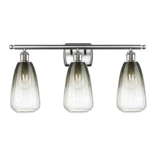 Innovations Brookhaven Almond 26in 3-Light Bath Vanity Light | Industrial Modern Brushed Satin Nickel and Slate Glass | Model 516-3W-SN-G480-6SL