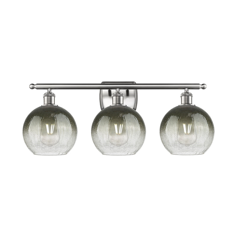Innovations Brookhaven Globe 28in 3-Light Vanity Light | Industrial Brushed Satin Nickel and Slate Glass | Bathroom Vanity | Model 516-3W-SN-G483-8SL